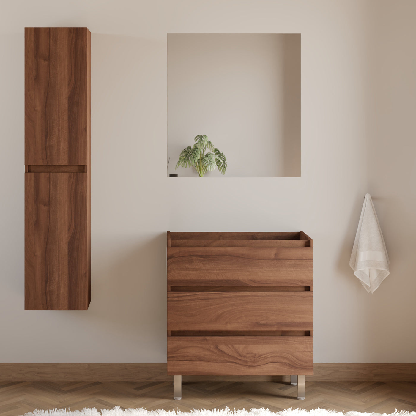 Meuble sous vasque seul, 3 tiroirs, 60cm, pour simple vasque - MAYOR