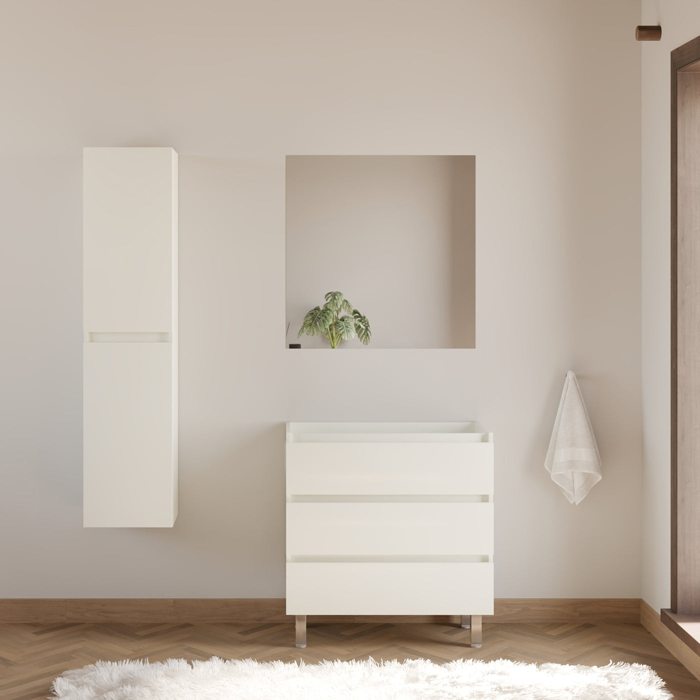 Meuble sous vasque seul, 3 tiroirs, 70cm, pour simple vasque - MAYOR