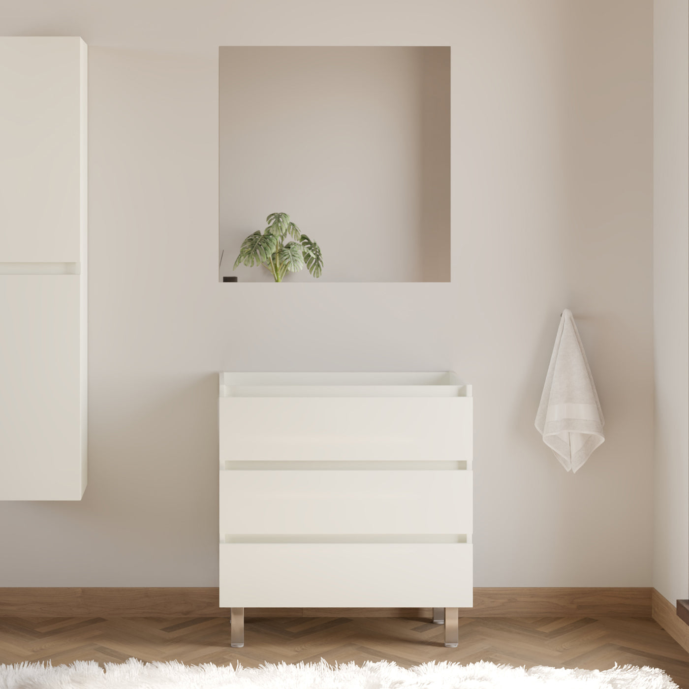 Meuble sous vasque seul, 3 tiroirs, 70cm, pour simple vasque - MAYOR