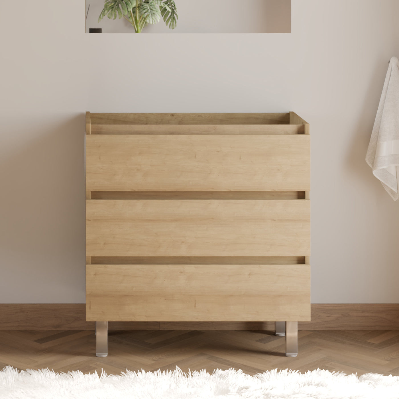 Meuble sous vasque seul, 3 tiroirs, 70cm, pour simple vasque - MAYOR