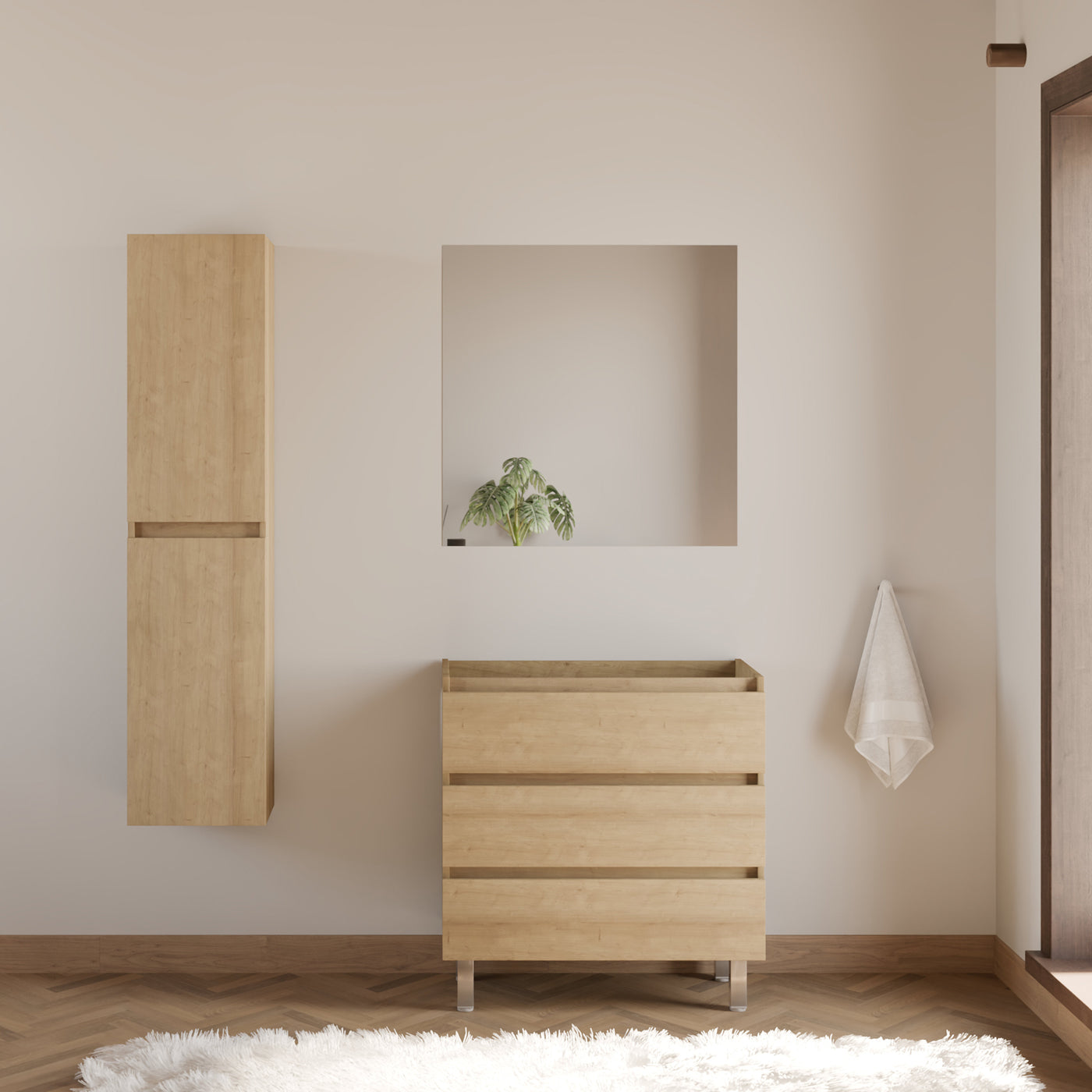 Meuble sous vasque seul, 3 tiroirs, 70cm, pour simple vasque - MAYOR