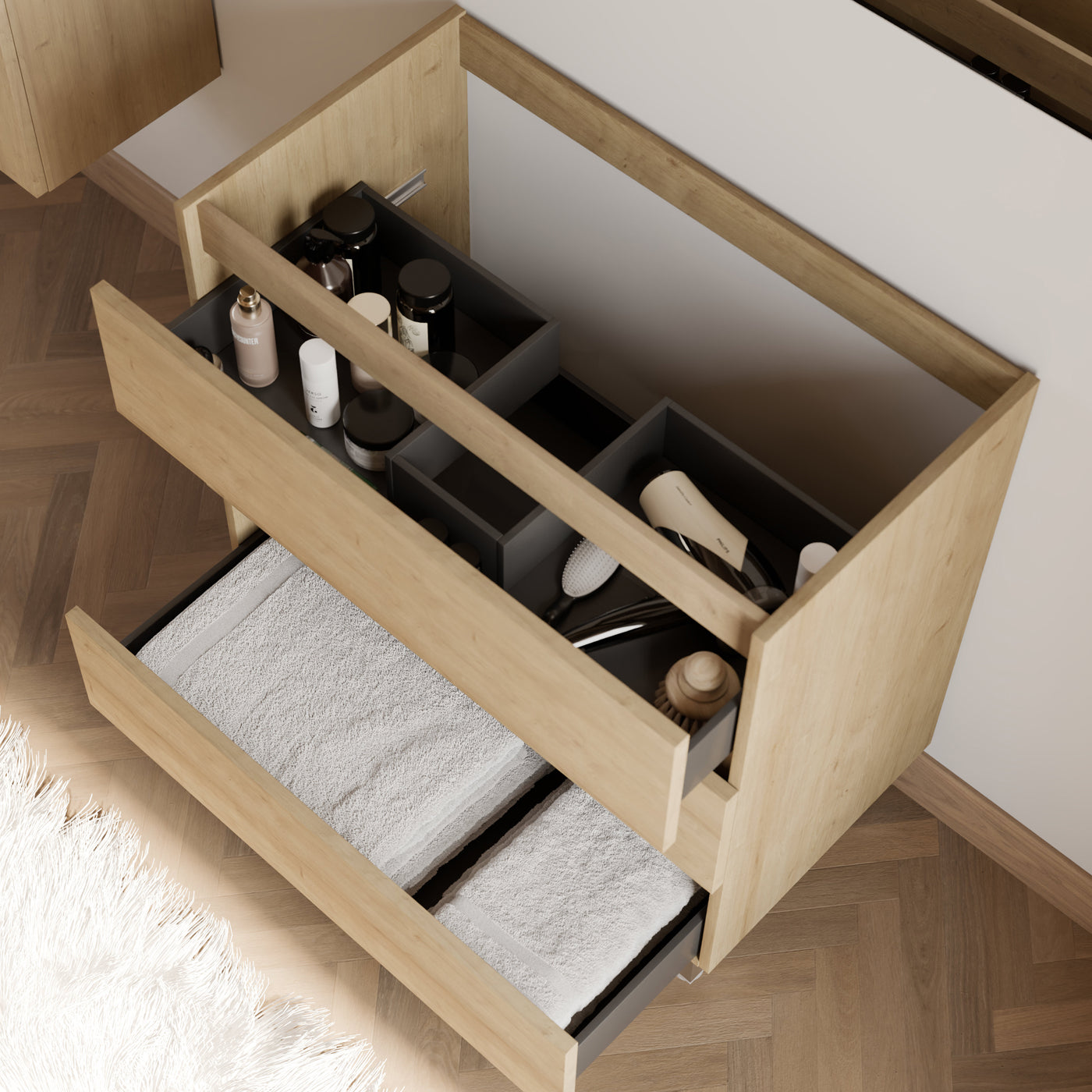 Meuble sous vasque seul, 3 tiroirs, 70cm, pour simple vasque - MAYOR