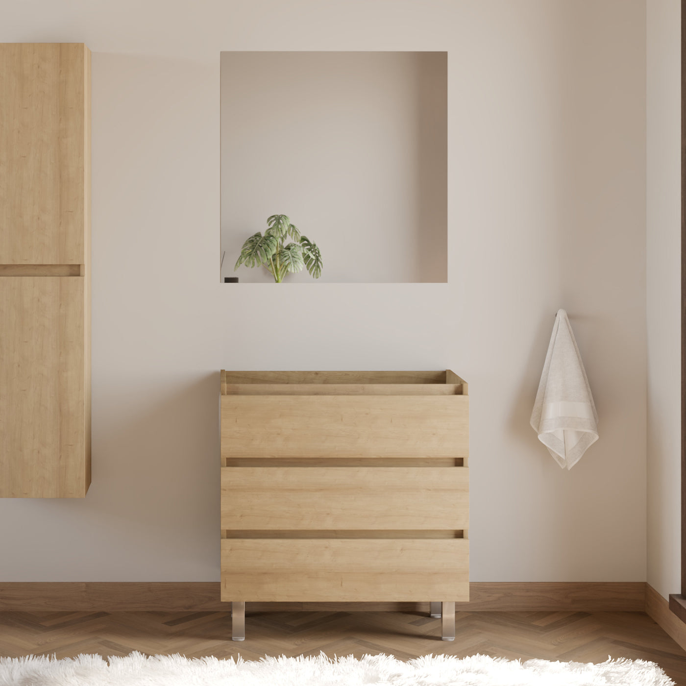 Meuble sous vasque seul, 3 tiroirs, 70cm, pour simple vasque - MAYOR