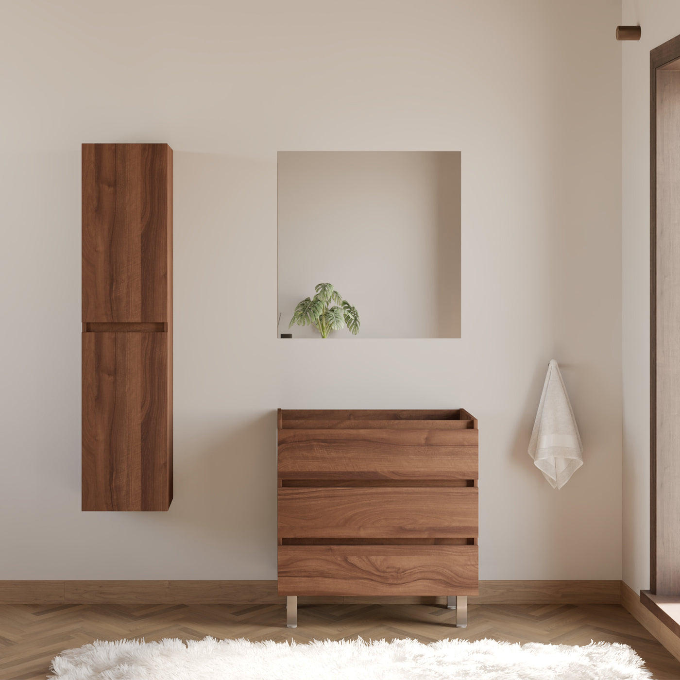 Meuble sous vasque seul, 3 tiroirs, 70cm, pour simple vasque - MAYOR