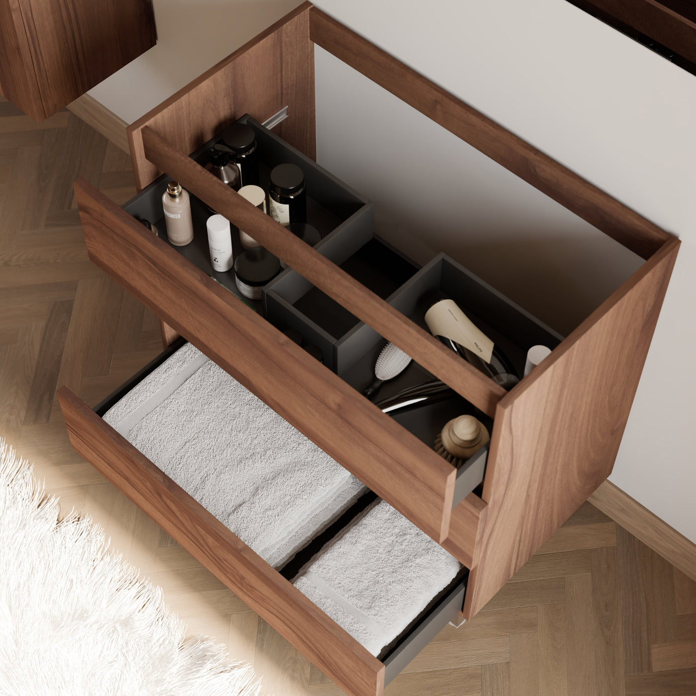Meuble sous vasque seul, 3 tiroirs, 70cm, pour simple vasque - MAYOR