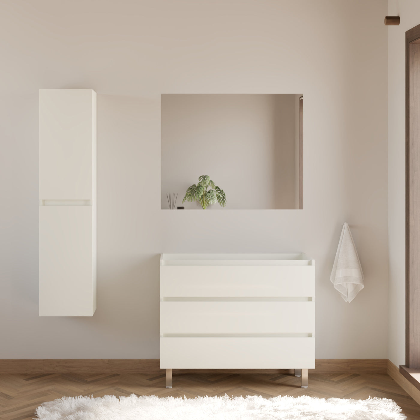 Meuble sous vasque seul, 3 tiroirs, 90cm, pour simple vasque - MAYOR