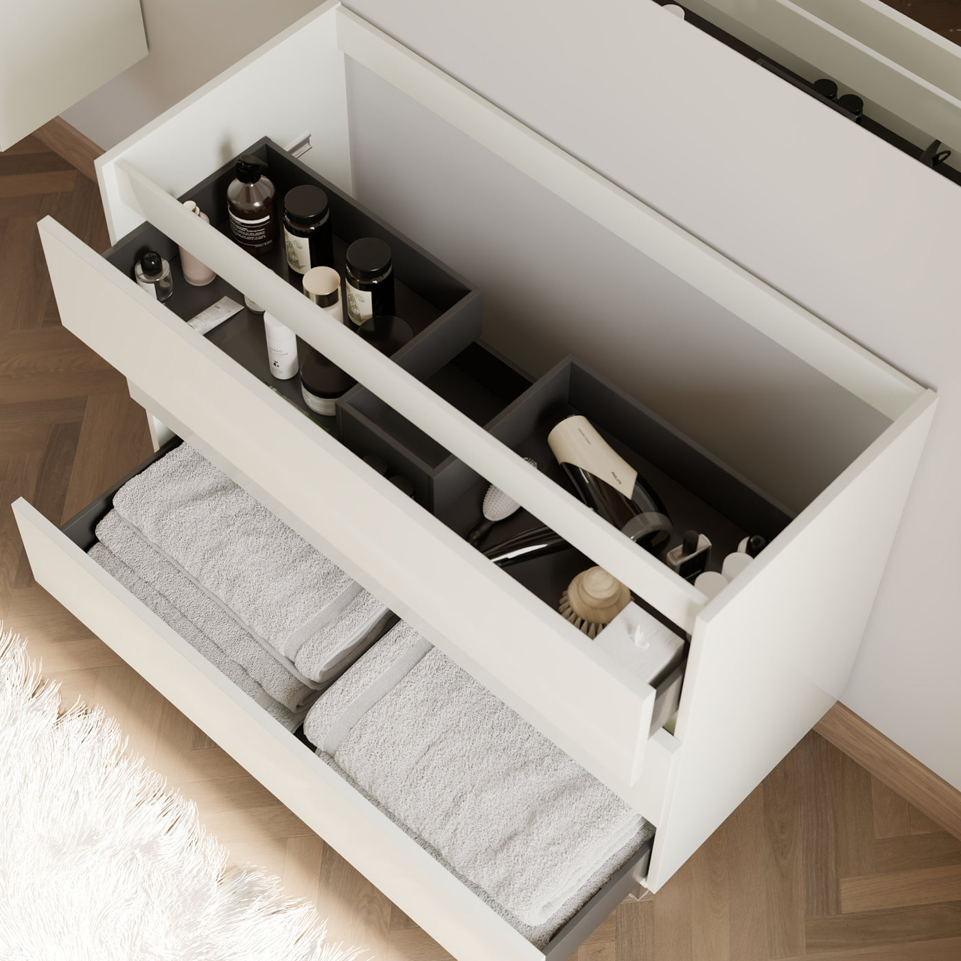 Meuble sous vasque seul, 3 tiroirs, 90cm, pour simple vasque - MAYOR