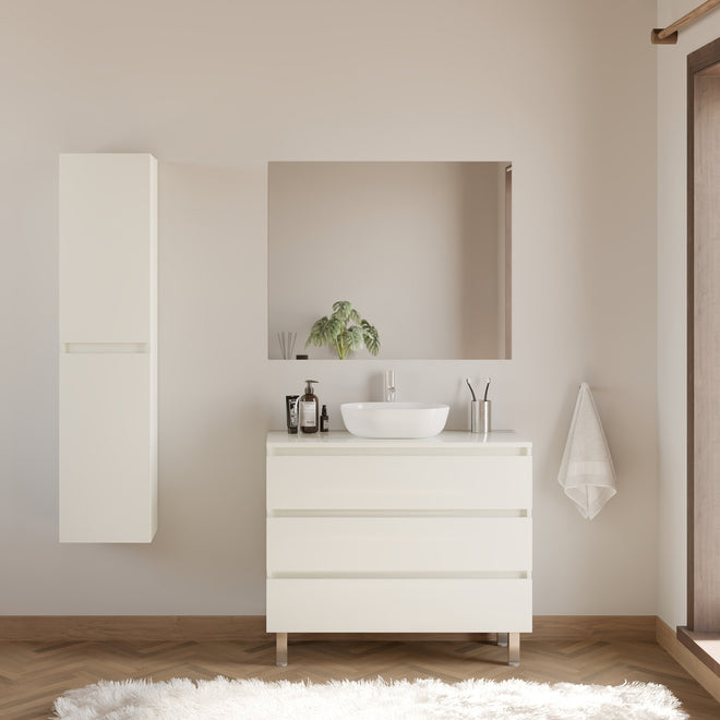 Meuble de salle de bain MAYOR 90 100 cm blanc vasque zeus scene