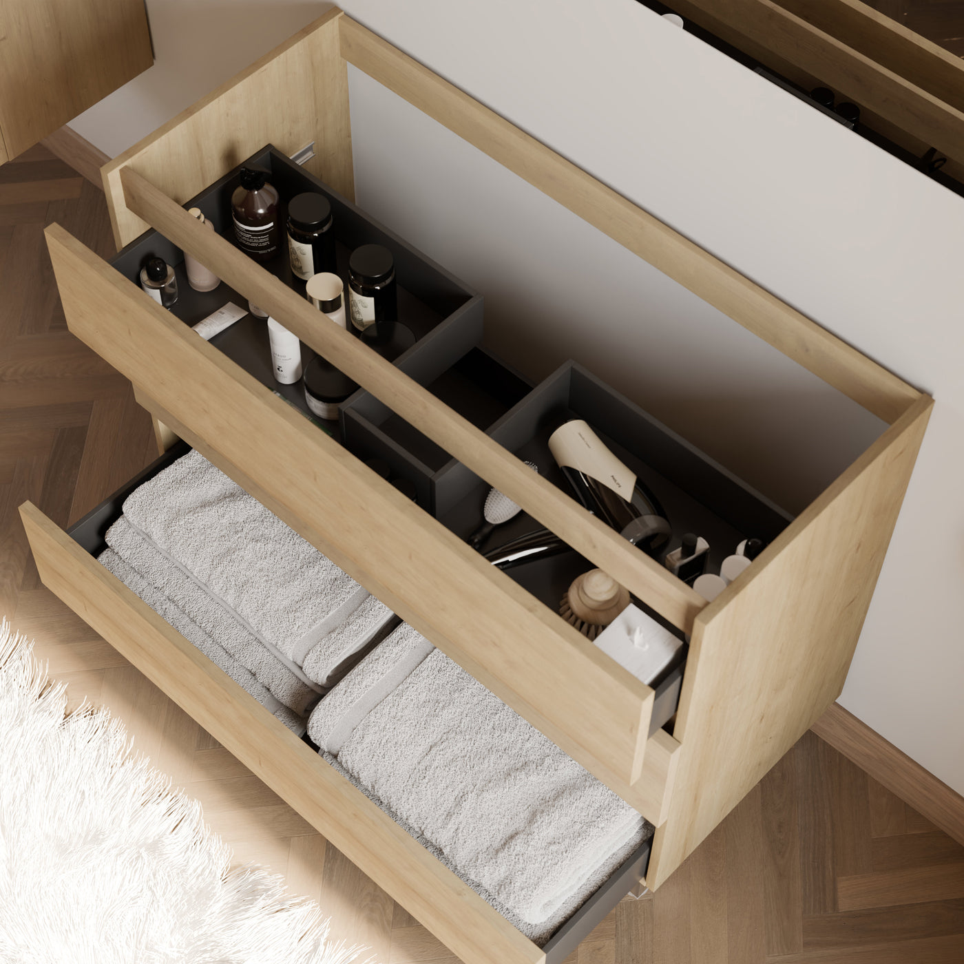 Meuble sous vasque seul, 3 tiroirs, 90cm, pour simple vasque - MAYOR