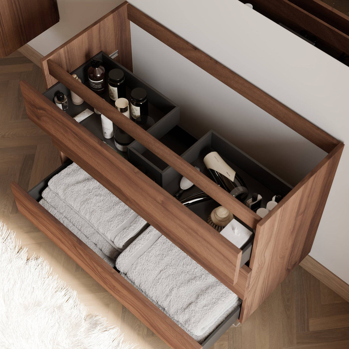 Meuble sous vasque seul, 3 tiroirs, 90cm, pour simple vasque - MAYOR