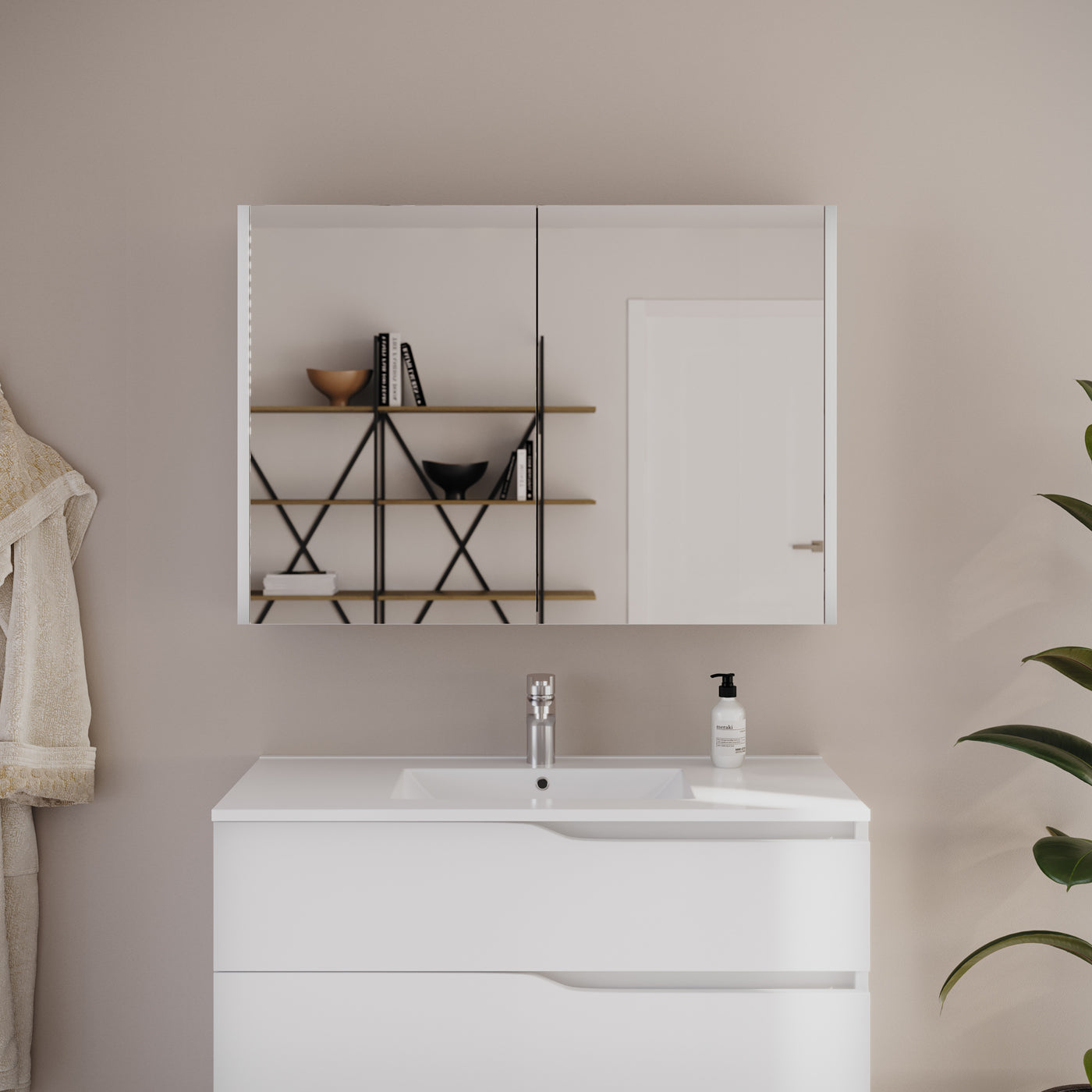 Ambiance armoire de toilette miroir MIRANO 100 cm blanc