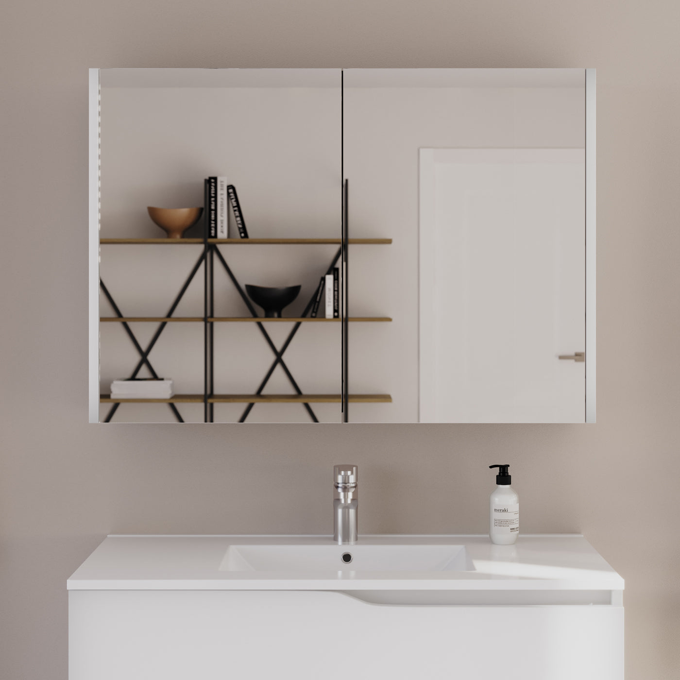 Armoire de toilette miroir MIRANO 100 cm blanc