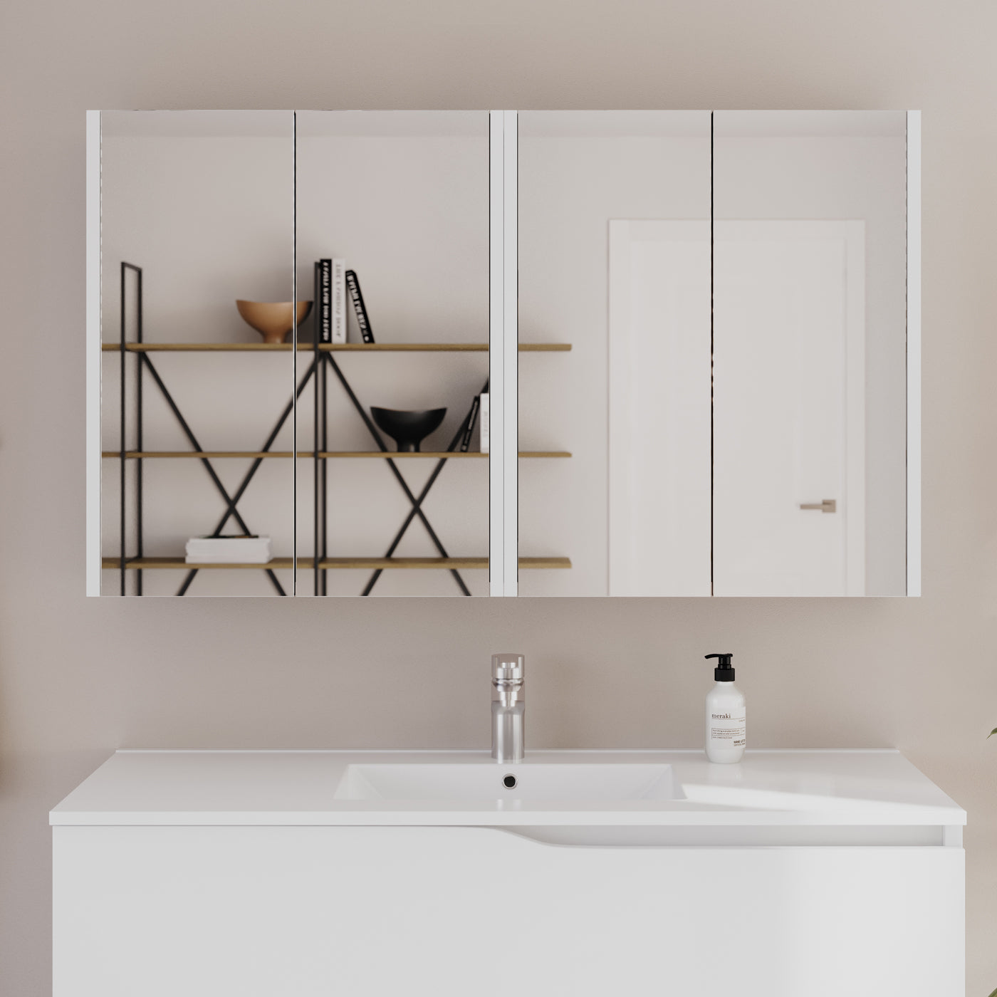 Armoire de toilette miroir MIRANO 120 cm blanc
