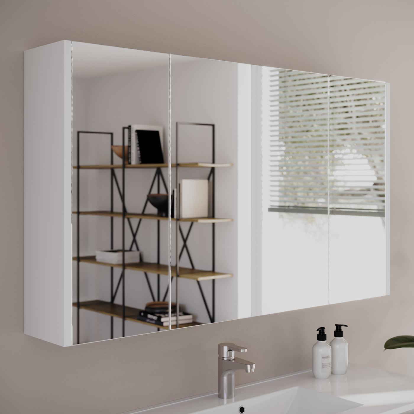 Armoire de toilette miroir MIRANO 120 cm blanche vue profil