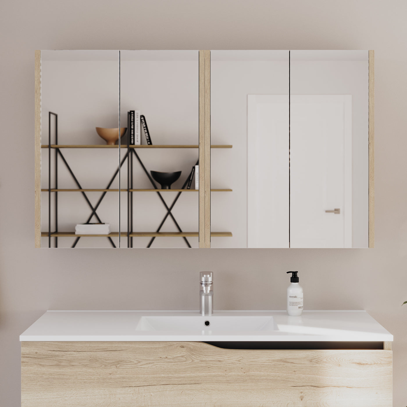 Armoire de toilette miroir MIRANO 120 cm miel