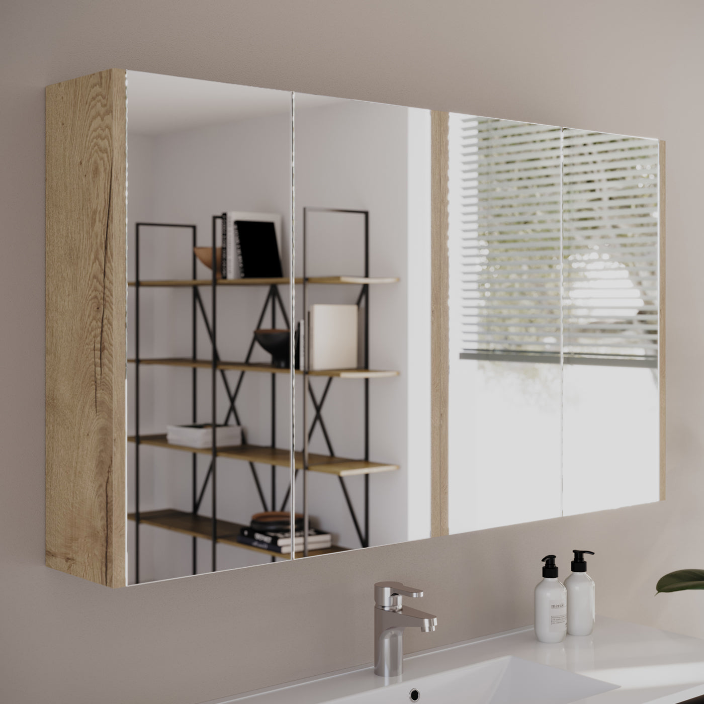 Armoire de toilette miroir MIRANO 120 cm miel vue profil