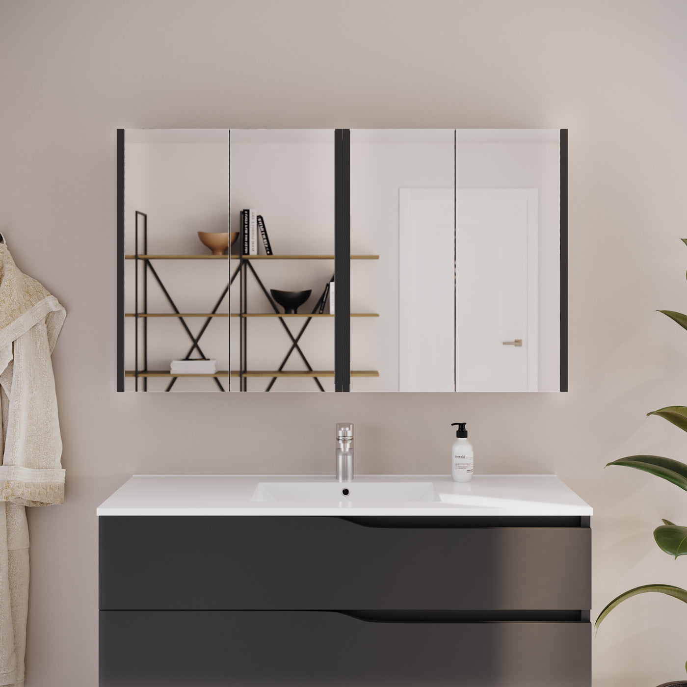 Ambiance armoire de toilette miroir MIRANO 120 cm noire
