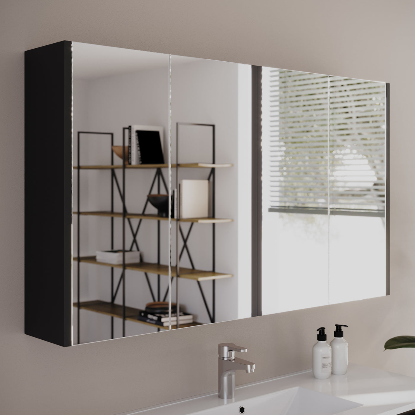 Armoire de toilette miroir MIRANO 120 cm noire vue profil