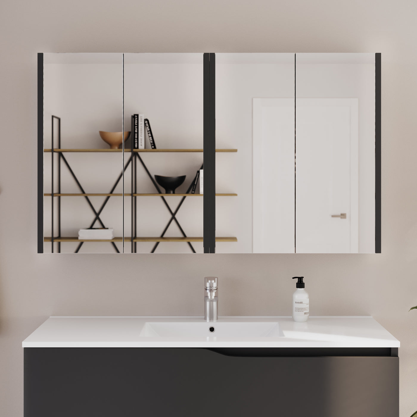 Armoire de toilette miroir MIRANO 120 cm noire