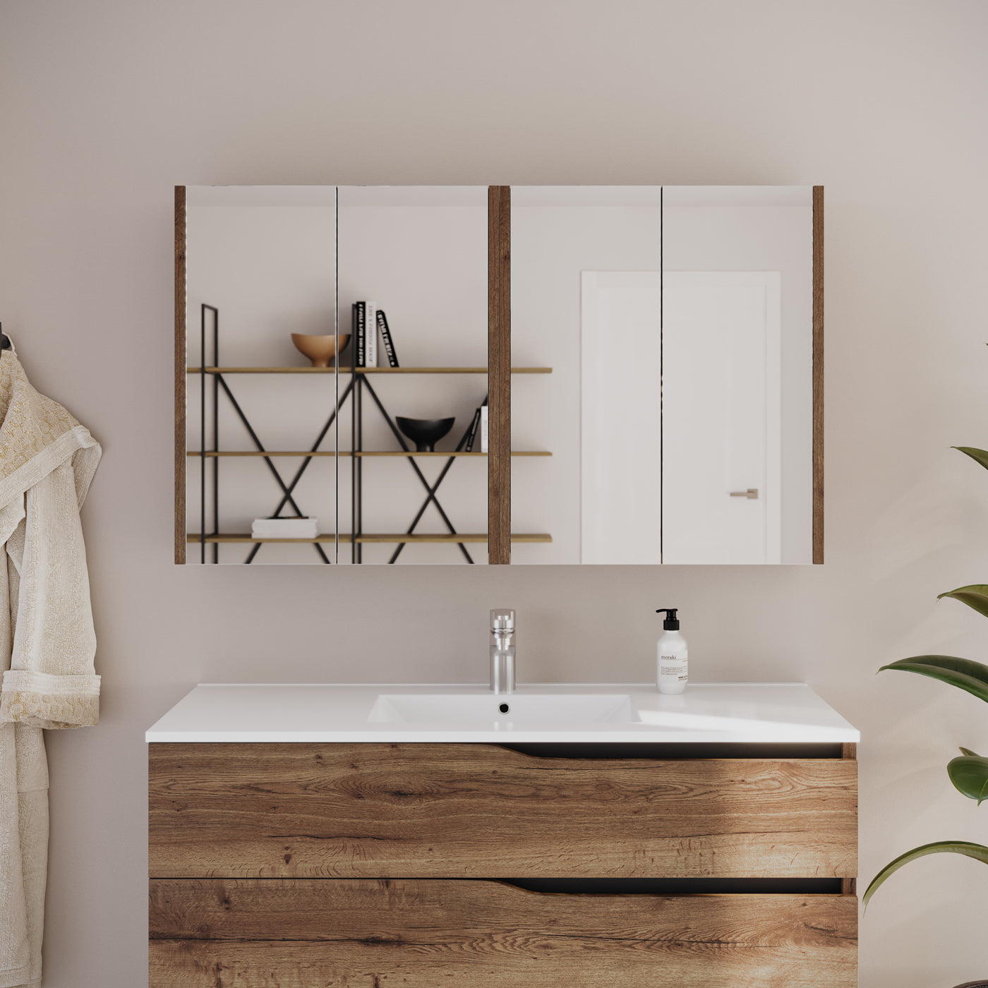 Ambiance armoire de toilette miroir MIRANO 120 cm tabaco