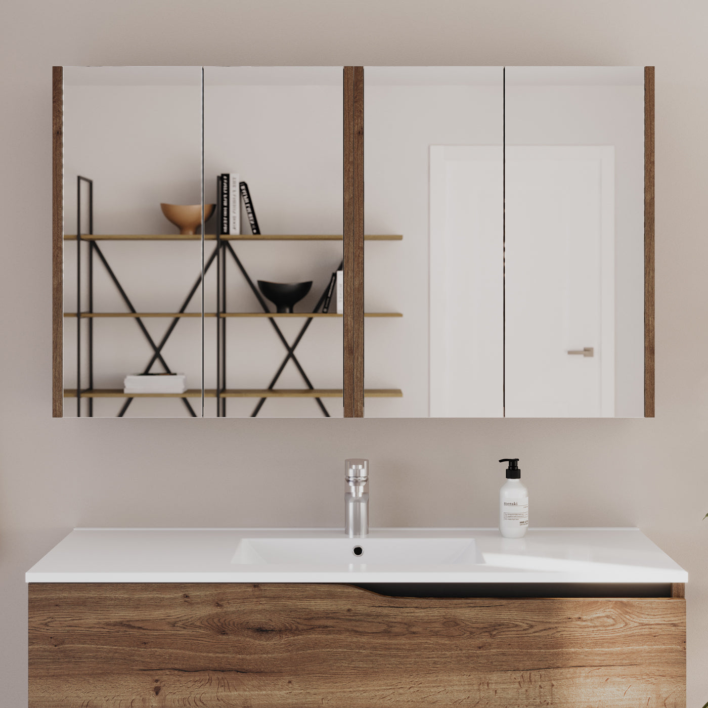 Armoire de toilette miroir MIRANO 120 cm tabaco