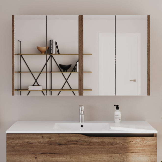 Armoire de toilette miroir MIRANO 120 cm tabaco