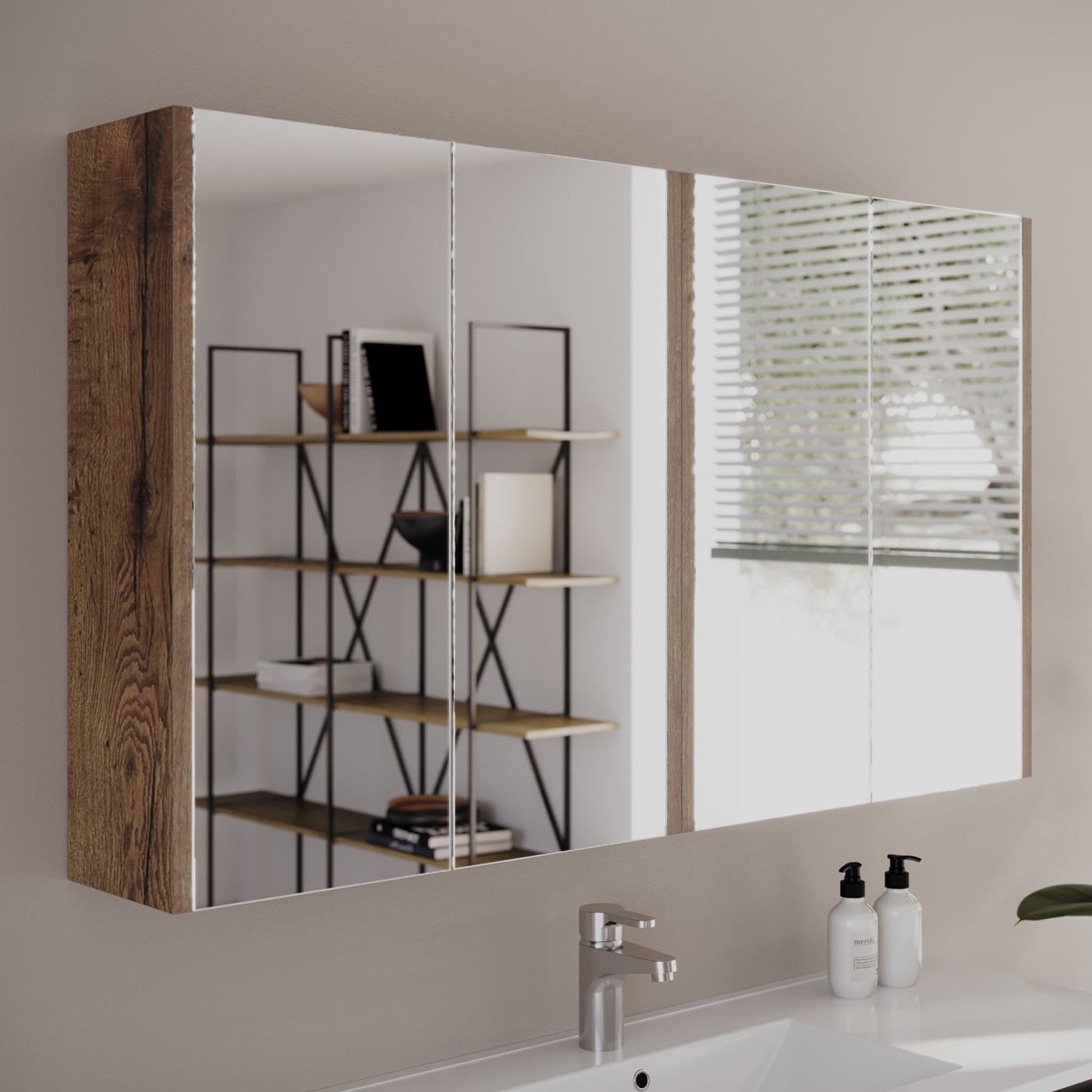Armoire de toilette miroir MIRANO 120 cm tabaco vue profil
