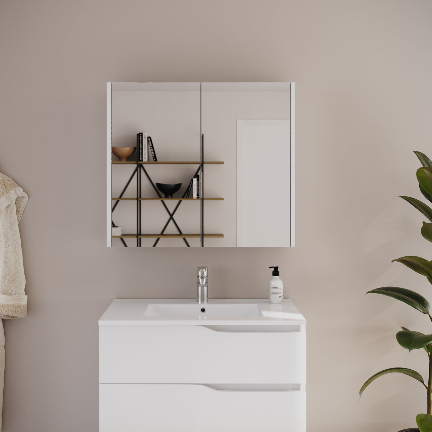 Ambiance armoire de toilette miroir MIRANO blanc