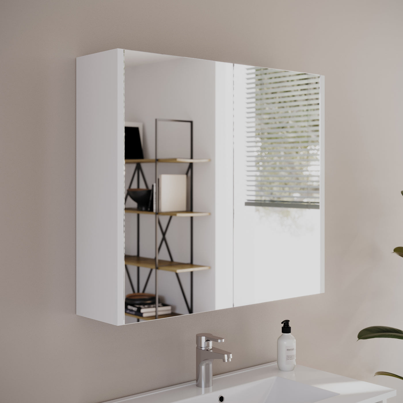 Armoire de toilette miroir MIRANO blanc vue profil