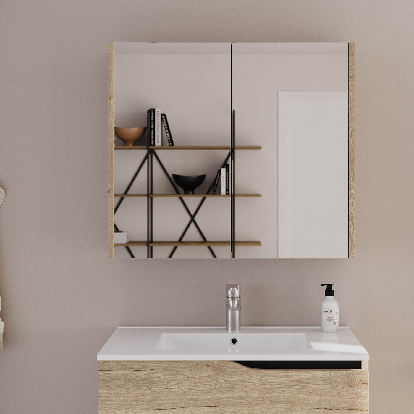 Armoire de toilette miroir MIRANO miel