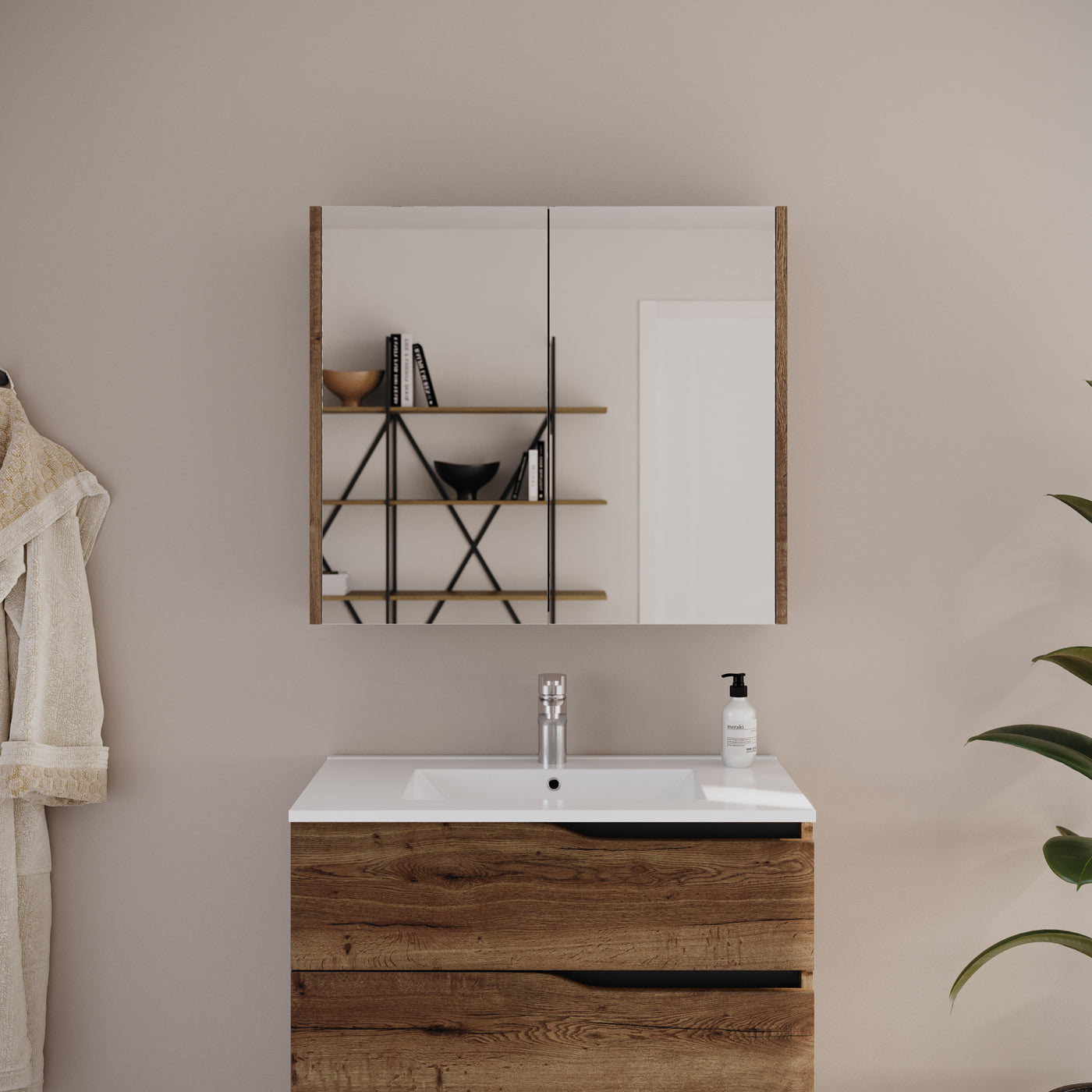 Ambiance armoire de toilette miroir MIRANO tabaco