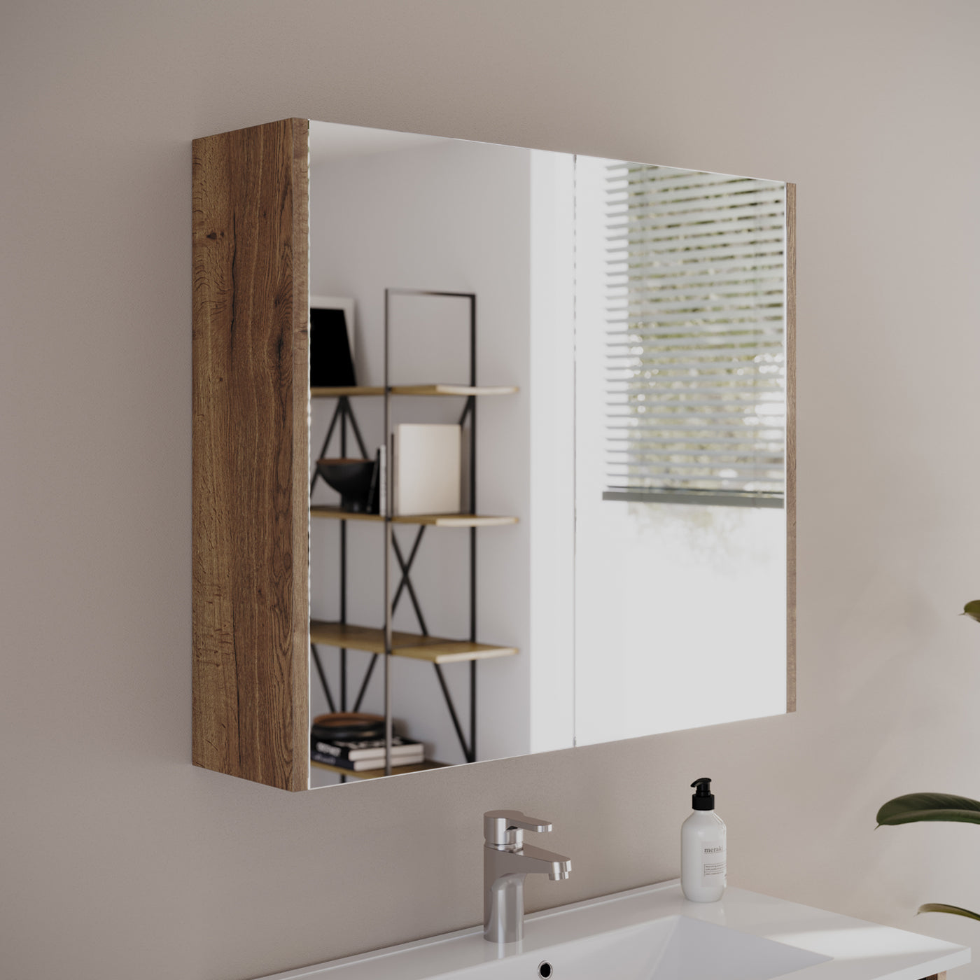 Armoire de toilette miroir MIRANO tabaco vue profil