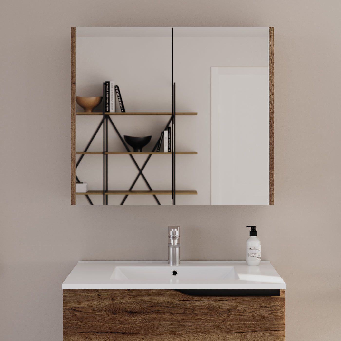 Armoire de toilette miroir MIRANO tabaco