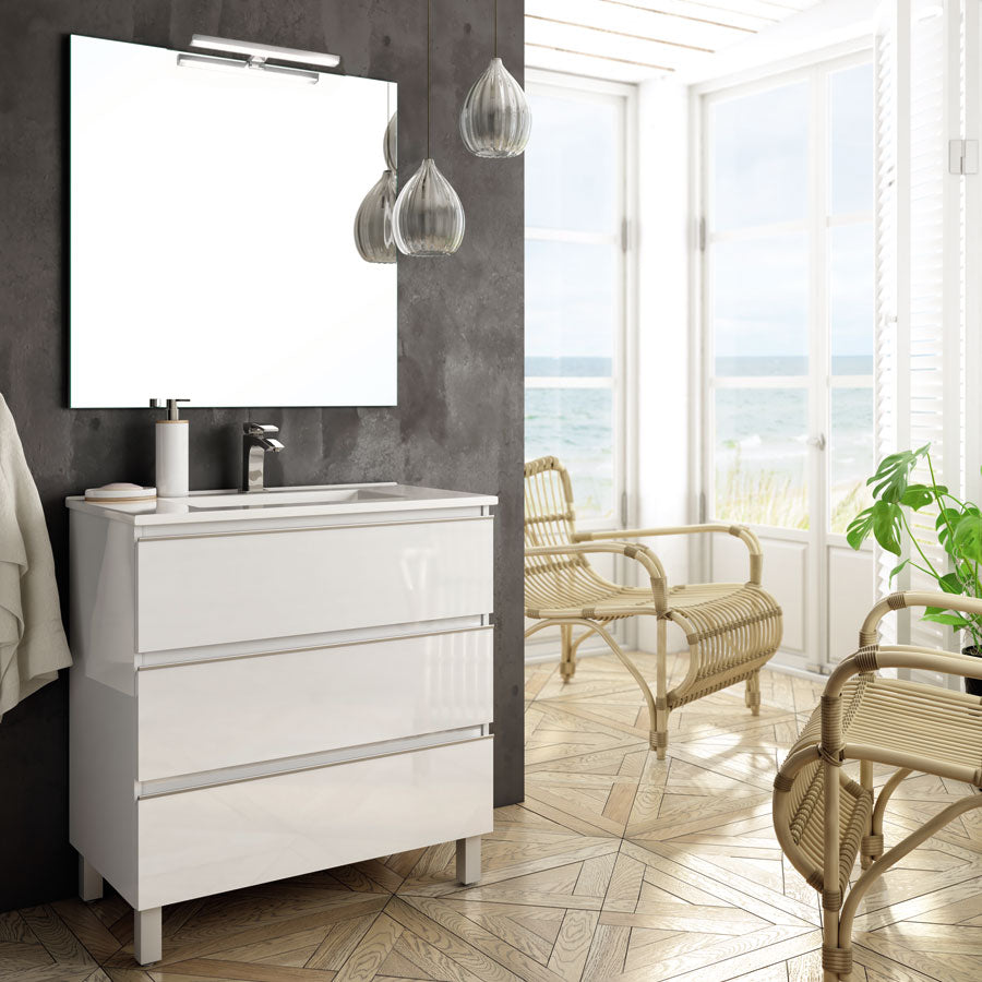 Meuble de salle de bain 70cm simple vasque - 3 tiroirs - PALMA