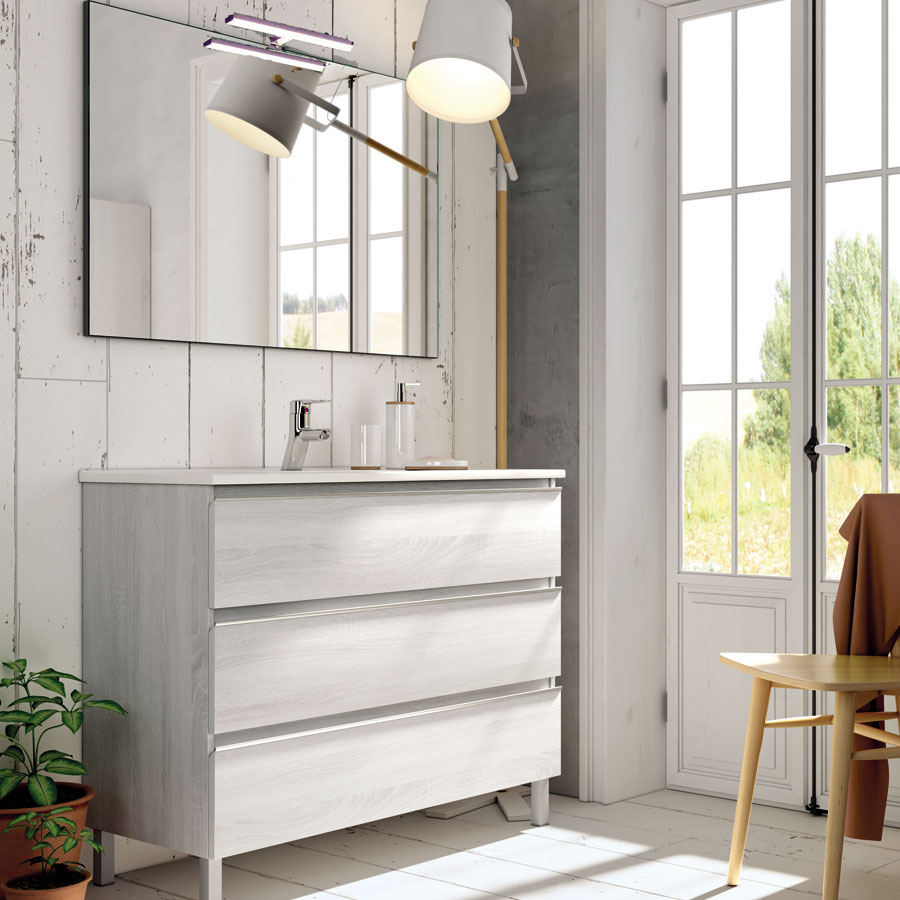 Meuble de salle de bain 70cm simple vasque - 3 tiroirs - PALMA