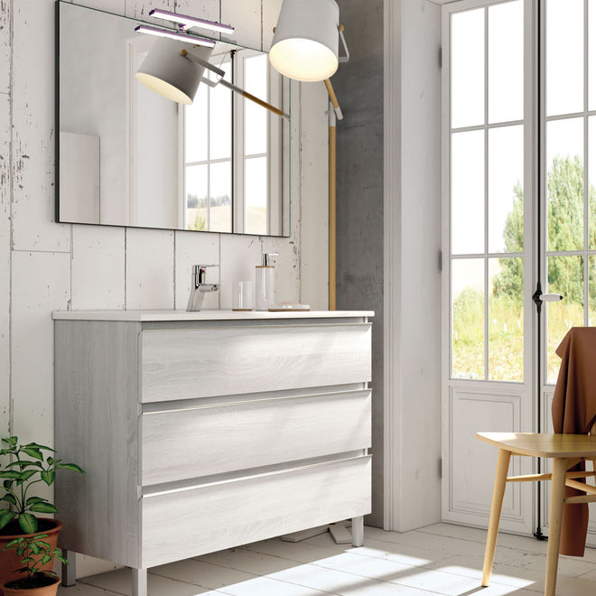 Meuble de salle de bain 60cm simple vasque - 3 tiroirs - PALMA
