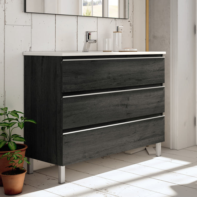 Meuble de salle de bain 70cm simple vasque - 3 tiroirs - sans miroir - PALMA