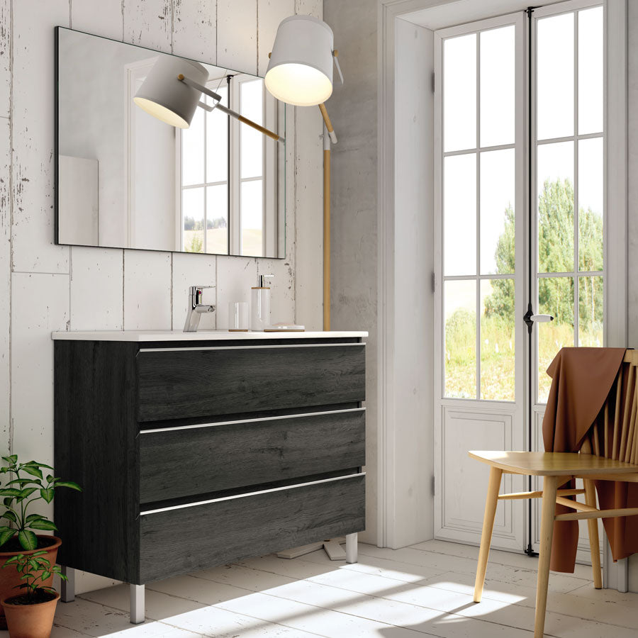 Meuble de salle de bain 70cm simple vasque - 3 tiroirs - PALMA