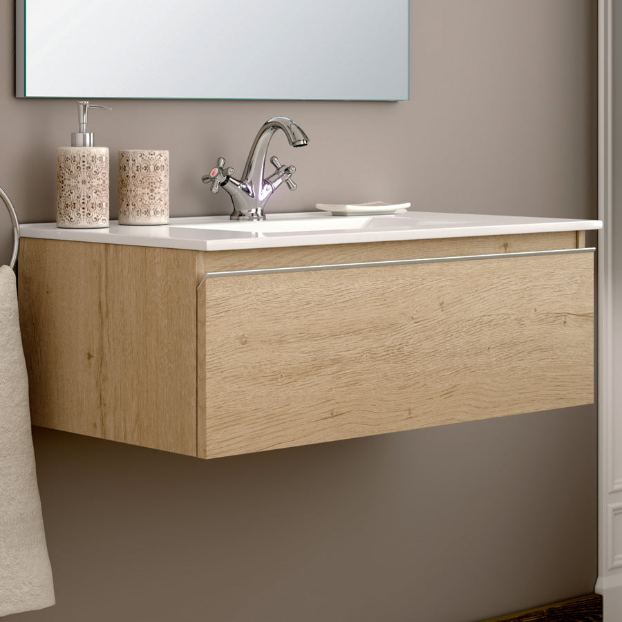 Meuble de salle de bain 80cm simple vasque - 1 tiroir - sans miroir - PENA