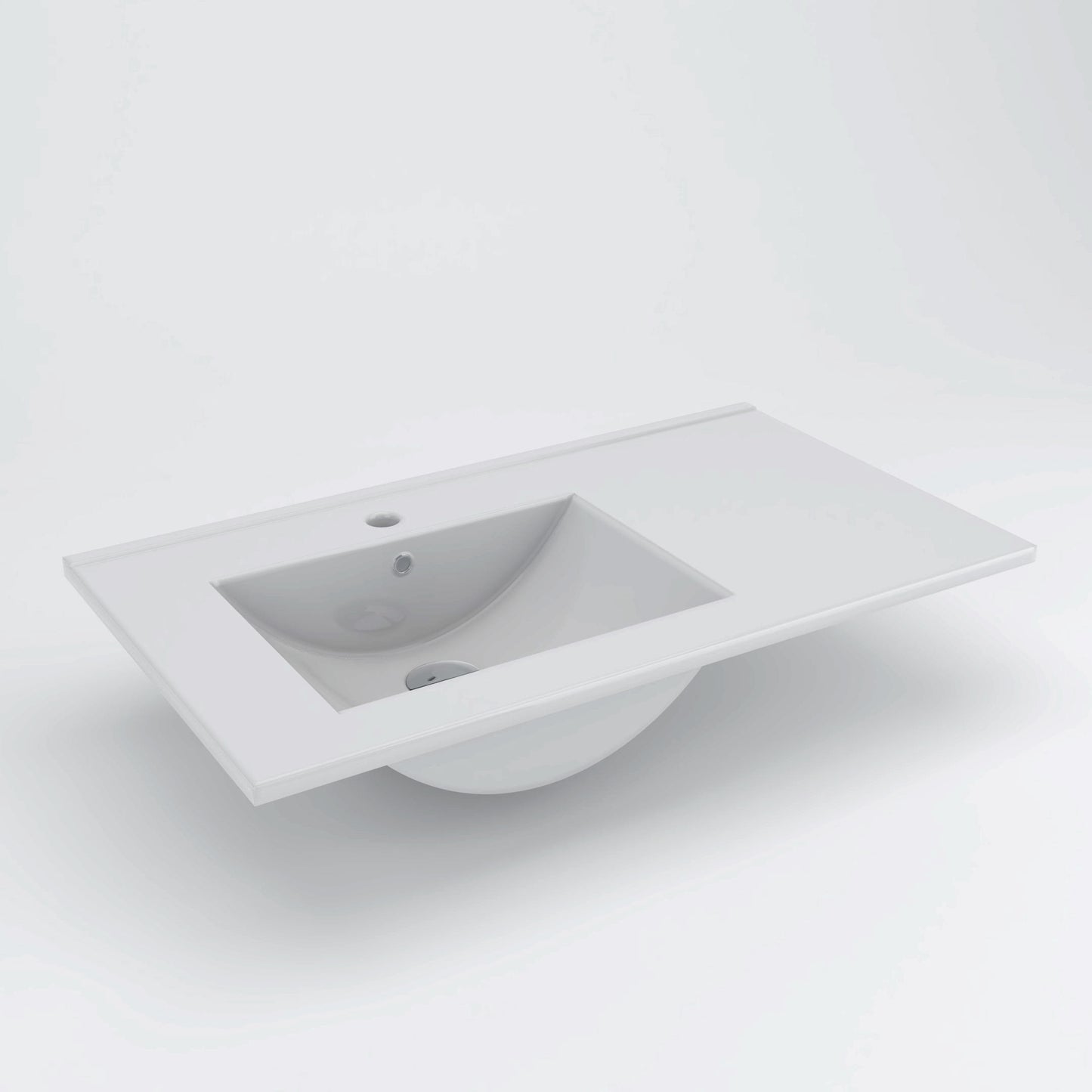Meuble de salle de bain 100cm vasque déportée - 2 tiroirs et un placard et miroir Led STAM - KING