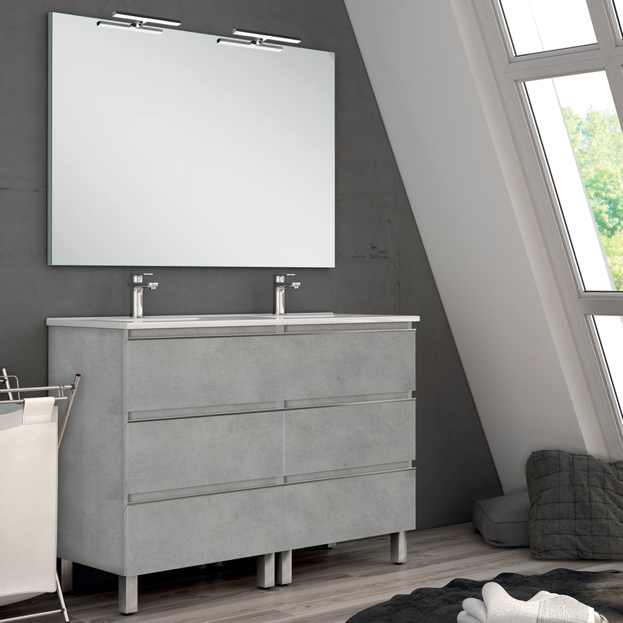 Meuble de salle de bain 120cm double vasque - 6 tiroirs - PALMA