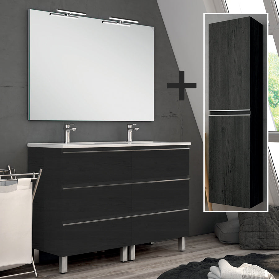 Meuble de salle de bain PALMA 120 140 cm ebony et colonne