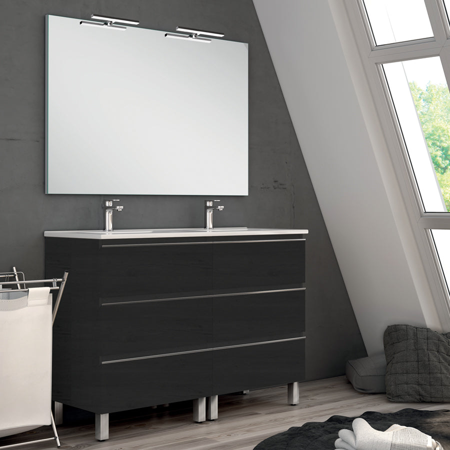Meuble de salle de bain 120cm double vasque - 6 tiroirs - PALMA