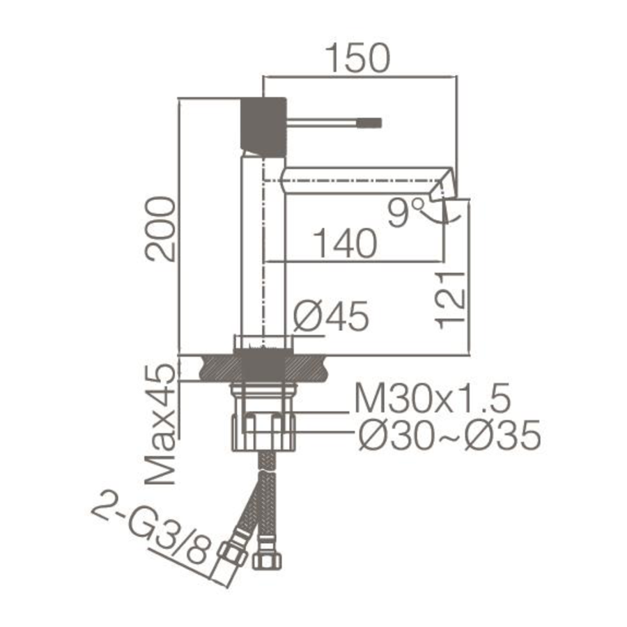 Mitigeur lavabo LINE - Or brossé
