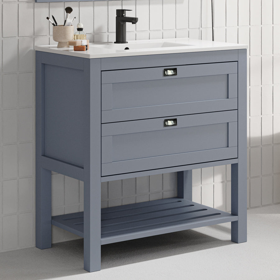 Meuble de salle de bain 80cm simple vasque - pin massif - 2 tiroirs - PYLA