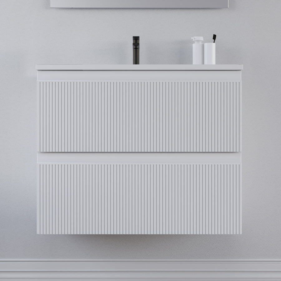 Meuble de salle de bain 60cm avec plan simple vasque - sans miroir - 2 tiroirs - RIBERA