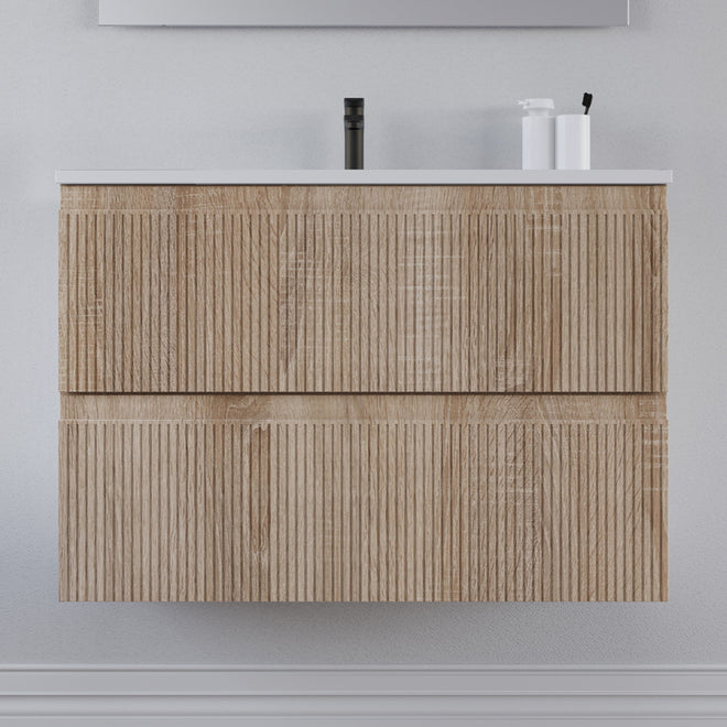 Meuble de salle de bain 70cm avec plan simple vasque - sans miroir - 2 tiroirs - RIBERA