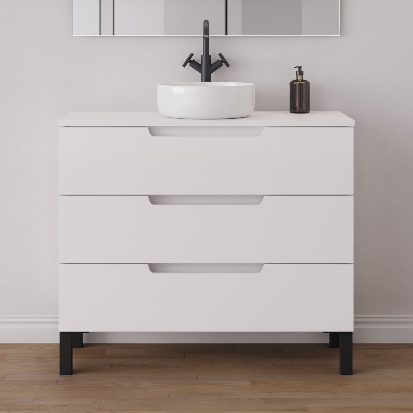 Meuble salle de bain RIZA 100cm blanc vasque ares