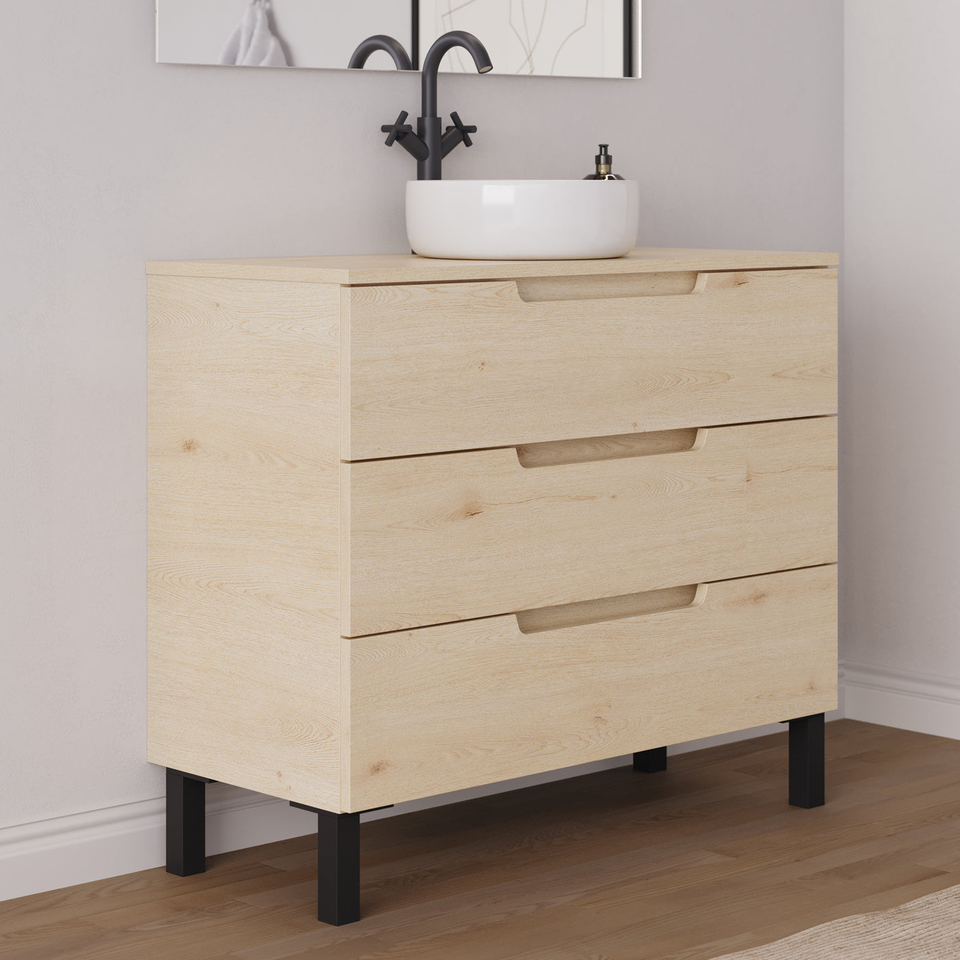 Meuble salle de bain RIZA 100cm calima vasque ares vue profil