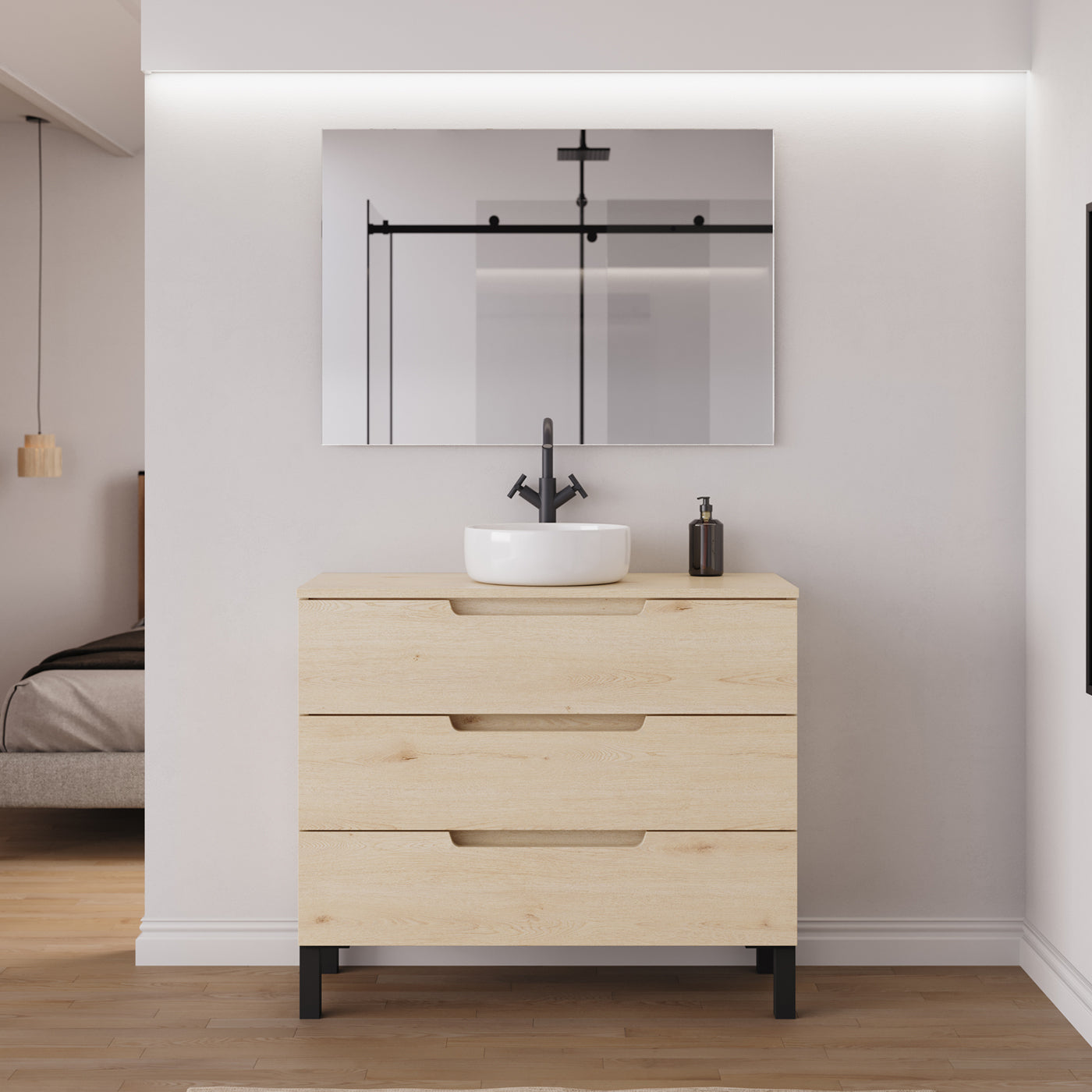 Ambiance meuble salle de bain RIZA 100cm calima vasque ares